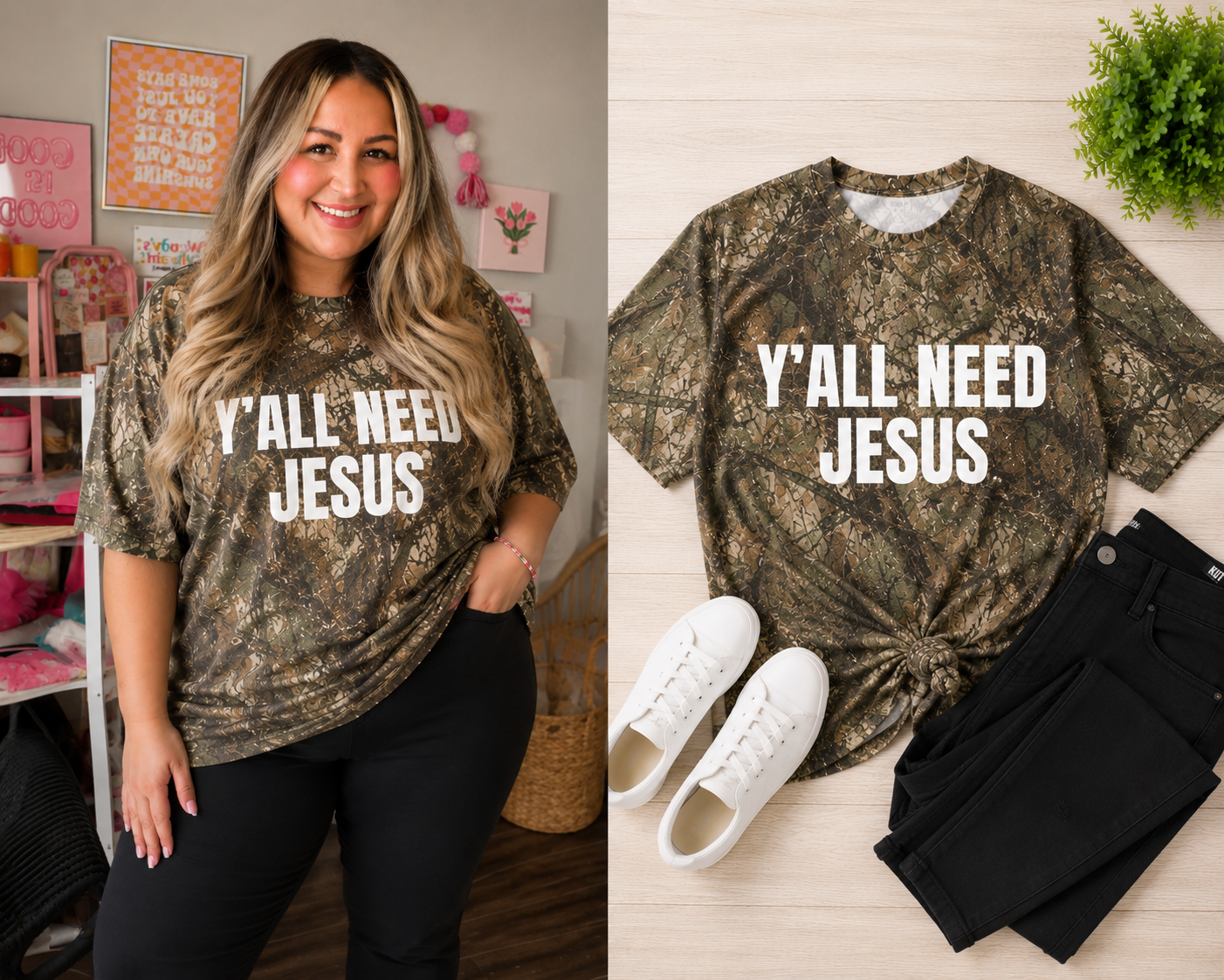 YALL NEED JESUS CAMO TEE