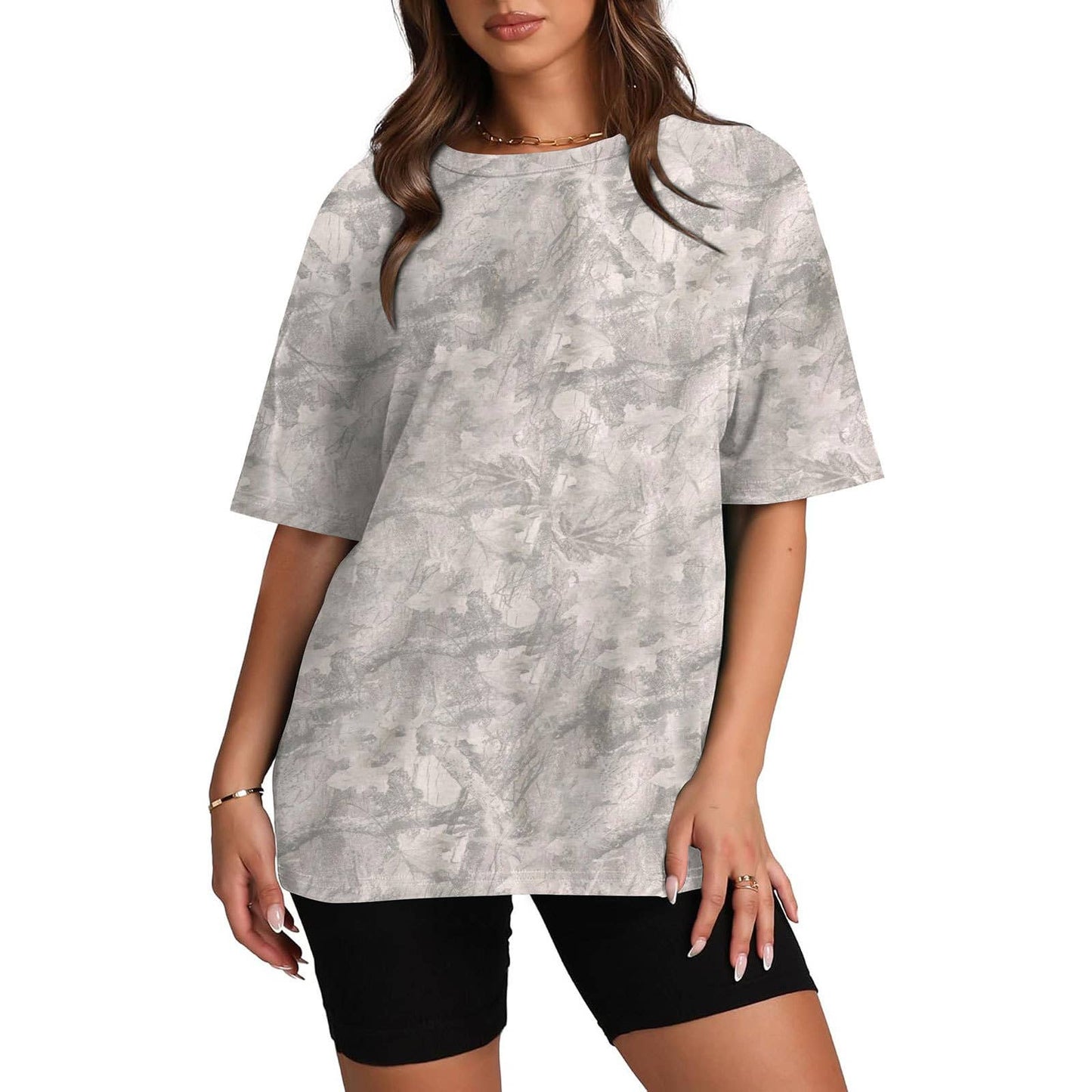 Hunting camo print oversized t-shirt short sleeve top