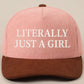LITERALLY JUST A GIRL Corduroy Trucker Hat