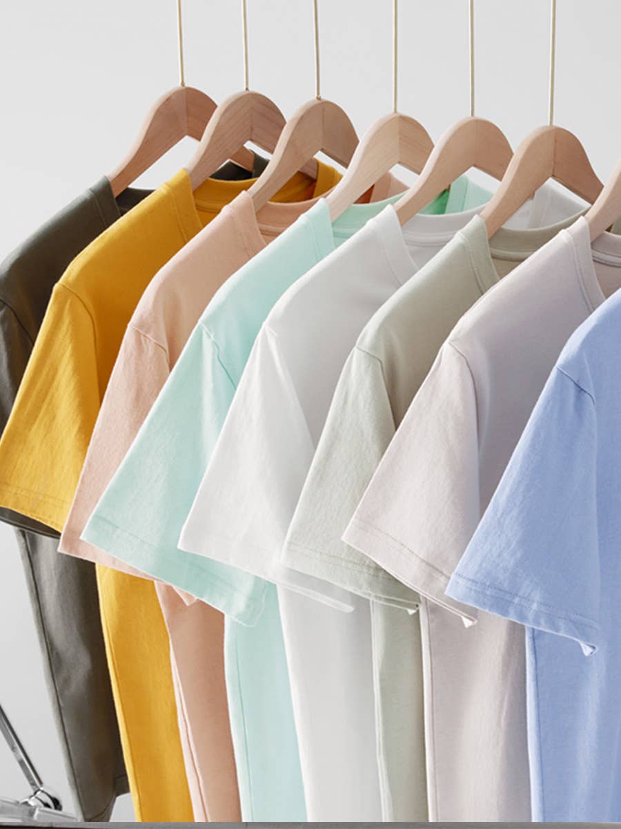 Cotton regular t-shirt short sleeve crewneck tee - 20 colors