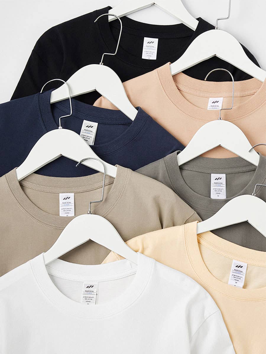 Cotton regular t-shirt short sleeve crewneck tee - 20 colors