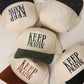 KEEP PRAYIN' Two-toned Suede Canvas Trucker Hat: OGN / One Size