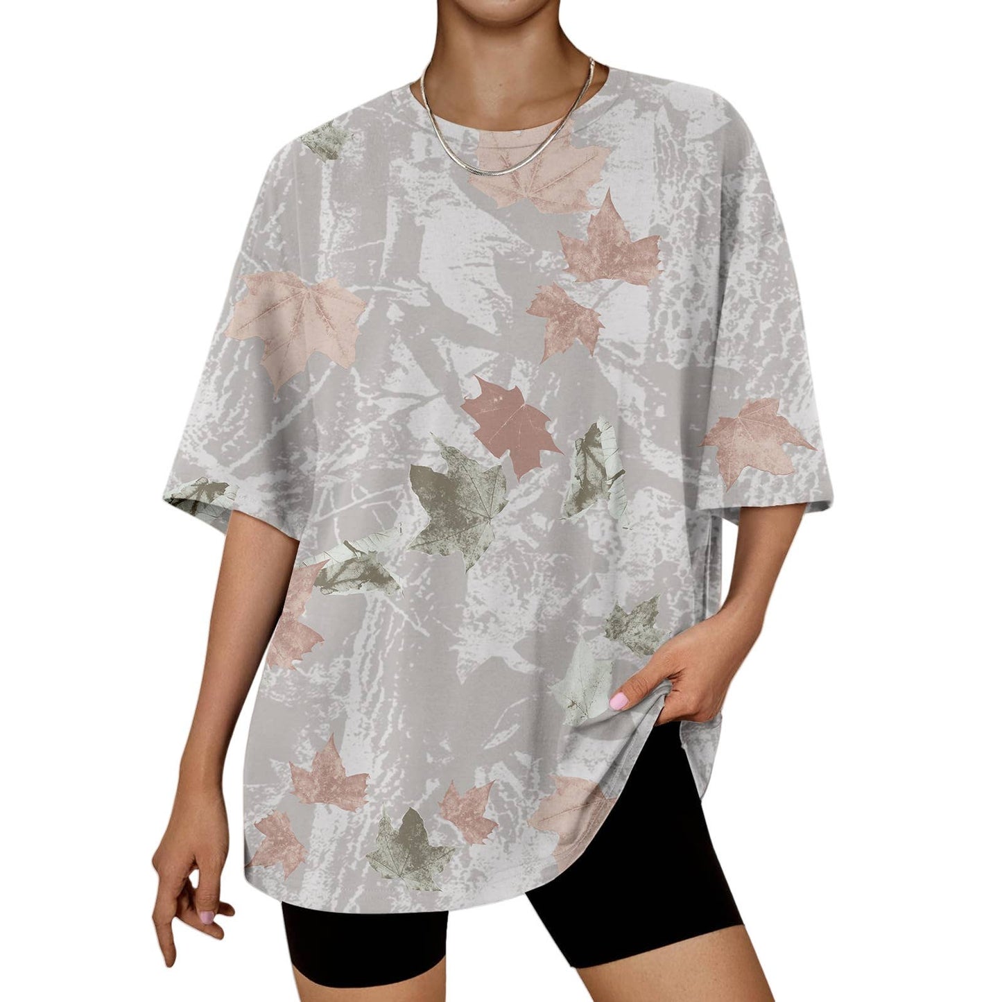 Hunting camo print oversized t-shirt short sleeve top