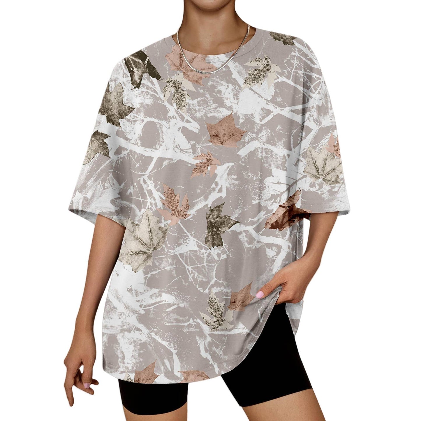 Hunting camo print oversized t-shirt short sleeve top
