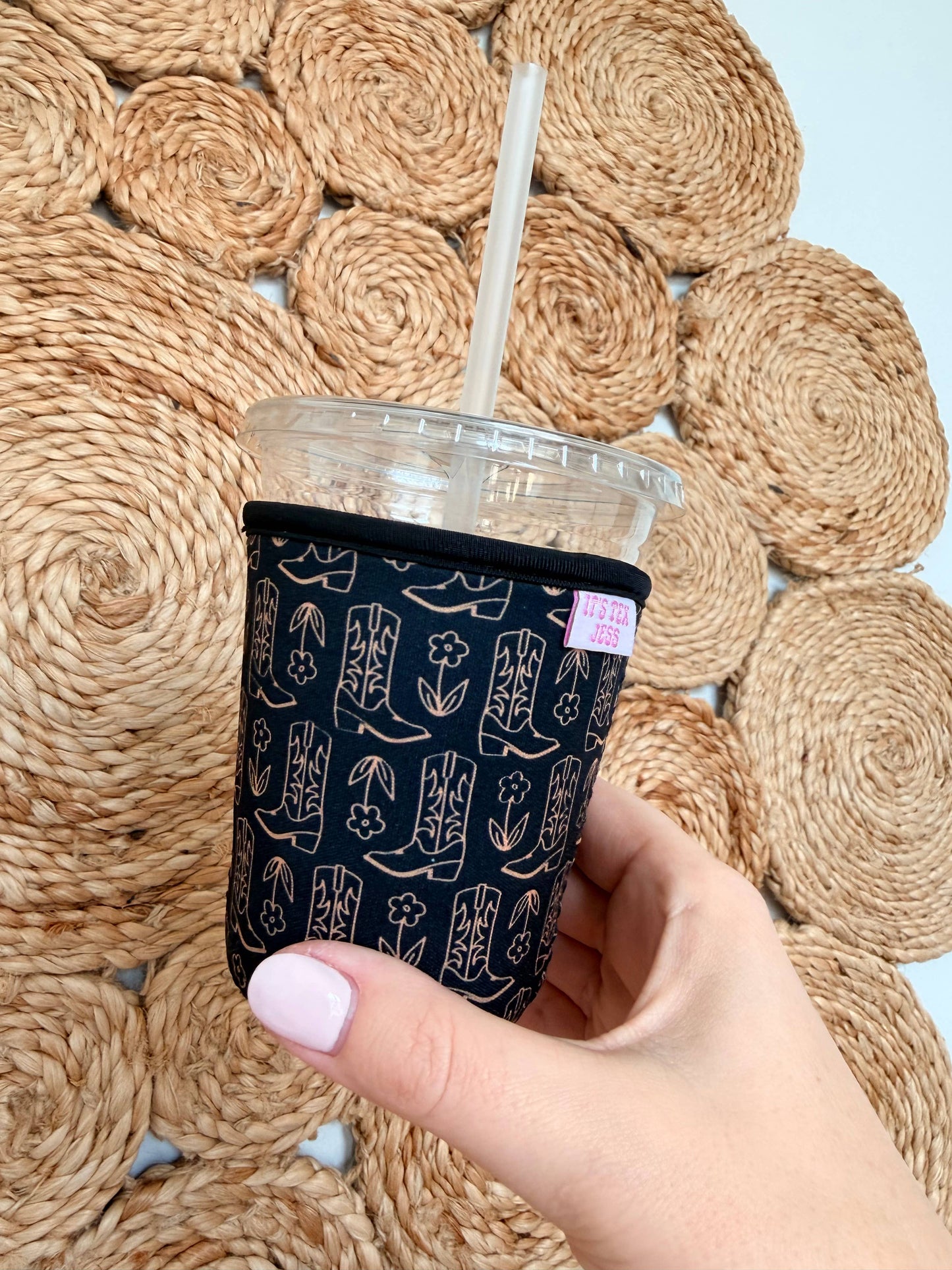 Iced Coffee Sleeve - Cowgirl Boots - Black