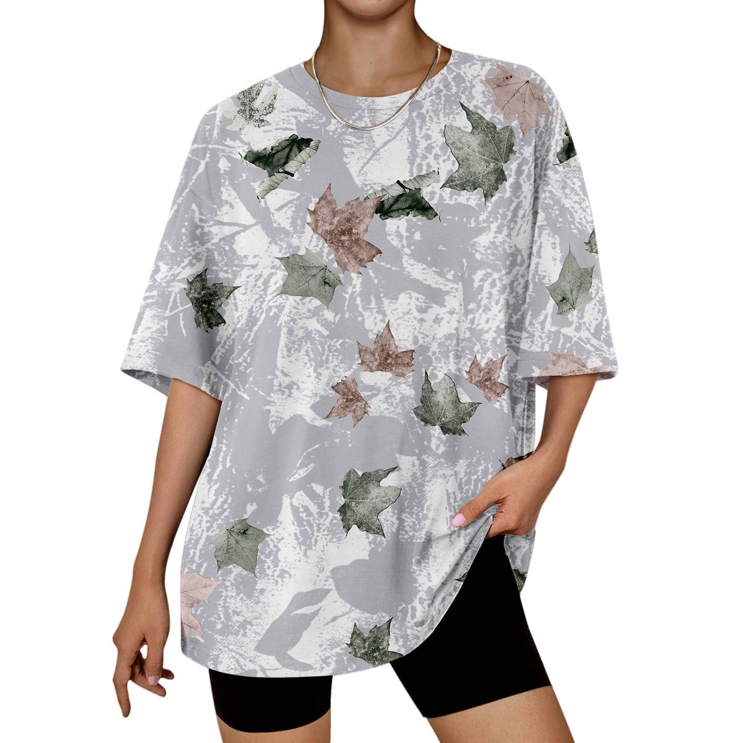 Hunting camo print oversized t-shirt short sleeve top