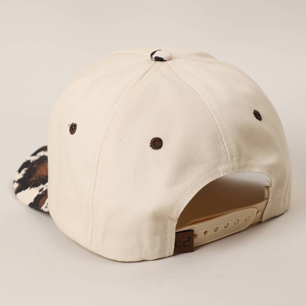 MAKE HEAVEN ROWDY Embroidered Cow Print Brim Trucker Hat