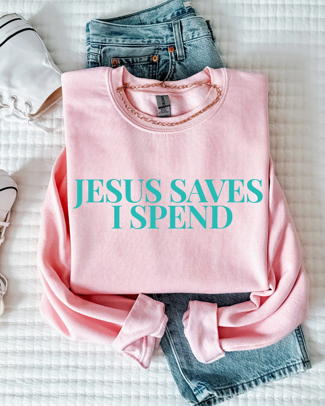 JESUS SAVES I SPEND SWEATER