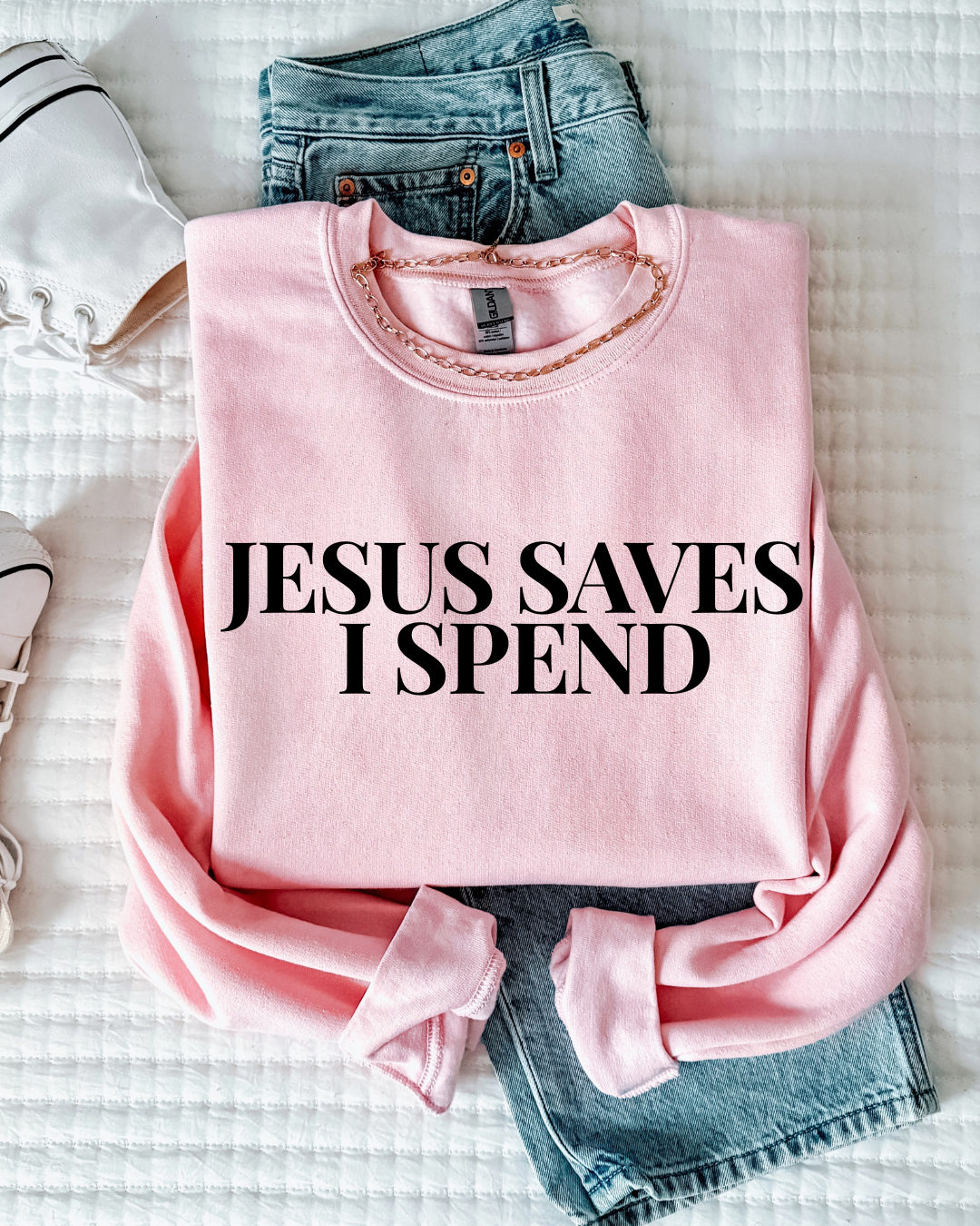 JESUS SAVES I SPEND SWEATER