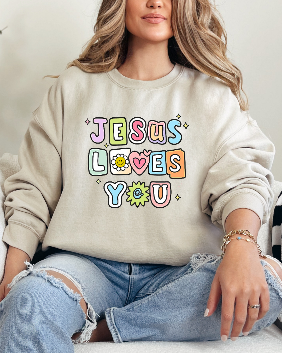 JESUS LOVES YOU SWEATER (SPARKLE)