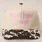 MAKE HEAVEN ROWDY Embroidered Cow Print Brim Trucker Hat