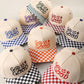 GOD IS GOOD Embroidered Checkered Brim Trucker Hat