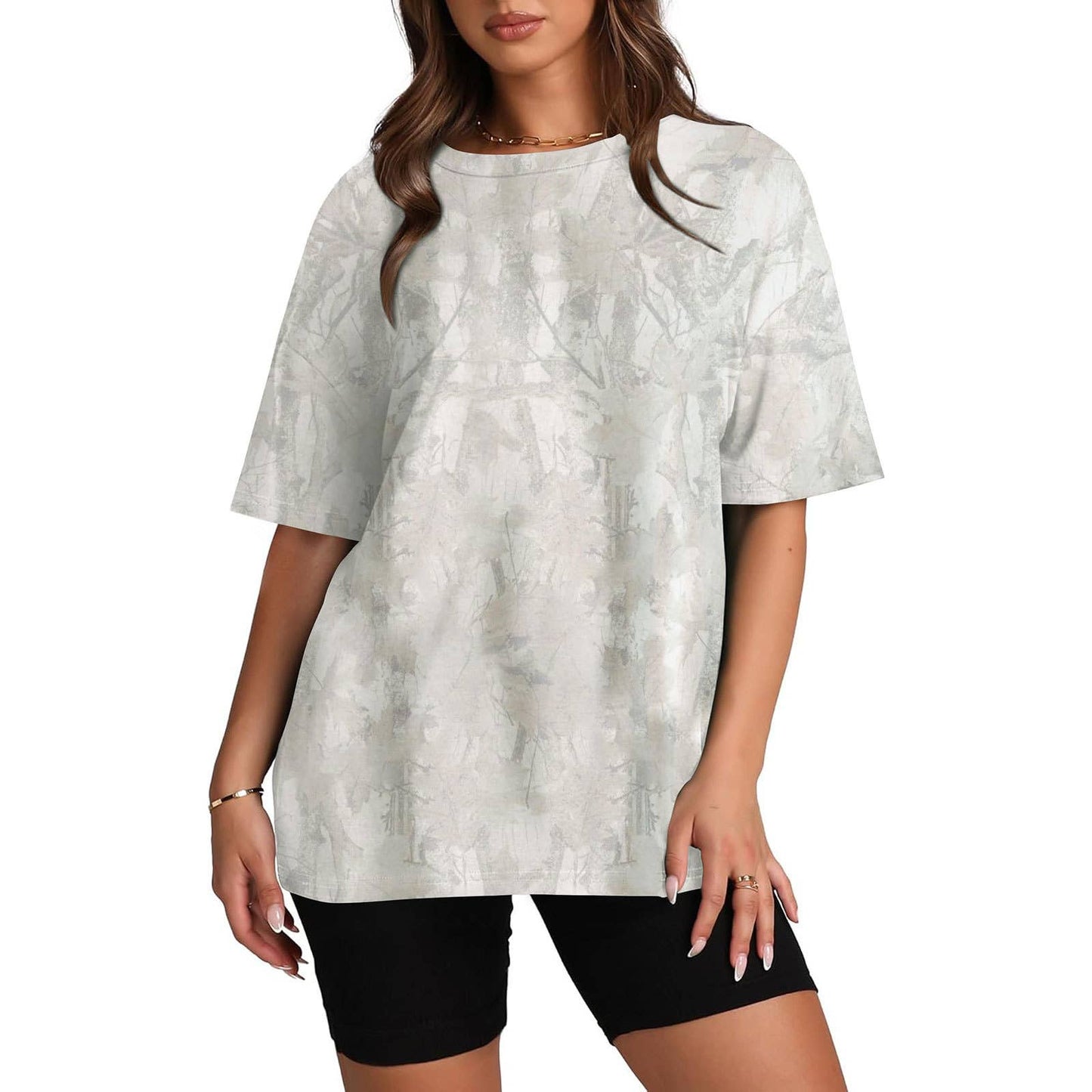 Hunting camo print oversized t-shirt short sleeve top