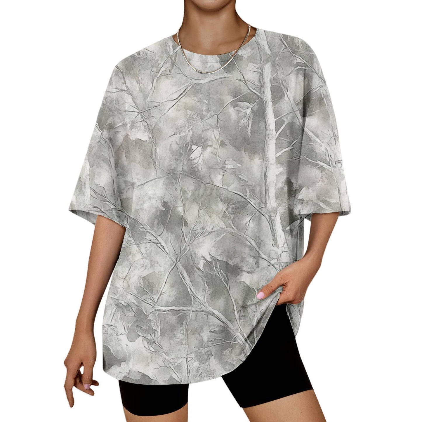 Hunting camo print oversized t-shirt short sleeve top