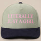 LITERALLY JUST A GIRL Corduroy Trucker Hat