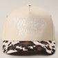 MAKE HEAVEN ROWDY Embroidered Cow Print Brim Trucker Hat