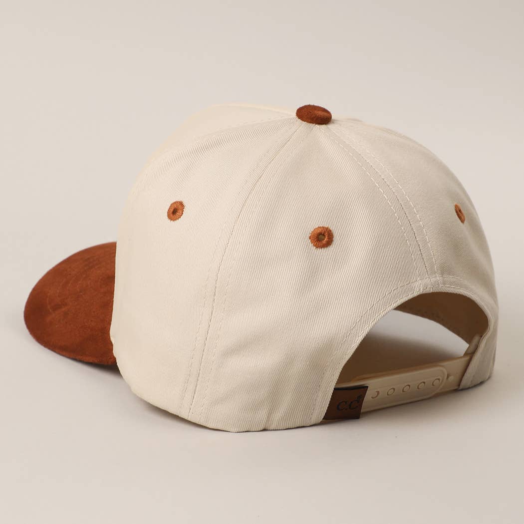 KEEP PRAYIN' Two-toned Suede Canvas Trucker Hat: OGN / One Size