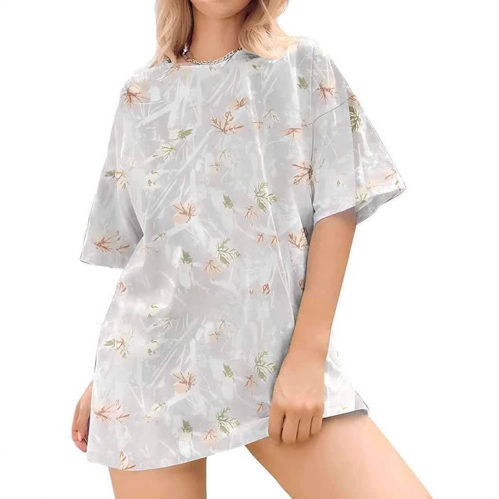 Hunting camo print oversized t-shirt short sleeve top
