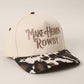 MAKE HEAVEN ROWDY Embroidered Cow Print Brim Trucker Hat