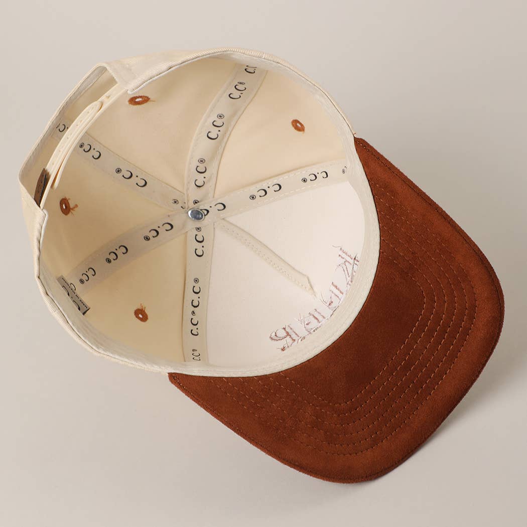 KEEP PRAYIN' Two-toned Suede Canvas Trucker Hat: OGN / One Size