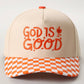 GOD IS GOOD Embroidered Checkered Brim Trucker Hat