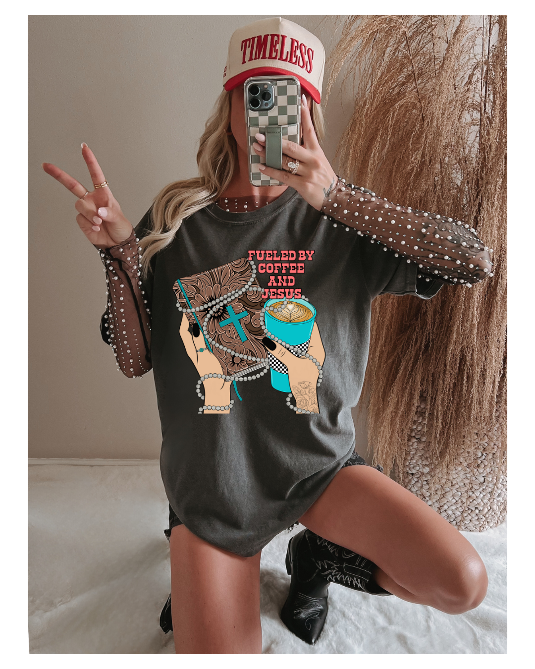 COFFEE AND JESUS WESTERN TEE